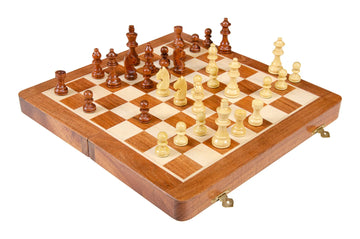 FOLDING WOODEN MAGNETIC Travel Chess Set - 12"