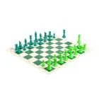 2 Player Chess Set Combination - Triple  Weighted Regulation Colored Chess Pieces & Regulation Vinyl Chess Board