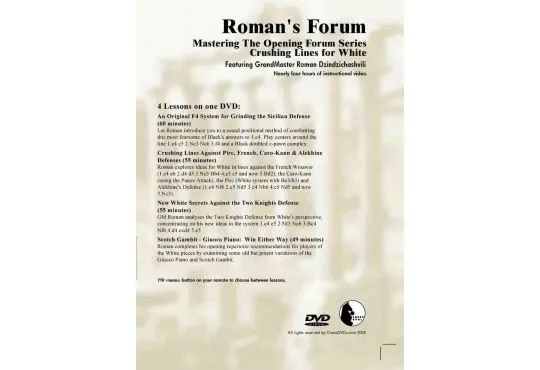 E-DVD ROMAN'S LAB - VOLUME 33 - Mastering The Opening Forum Series - Crushing Lines for White