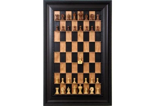 Straight Up Chess Board - Black Cherry Series with Brown Traditional Frame 