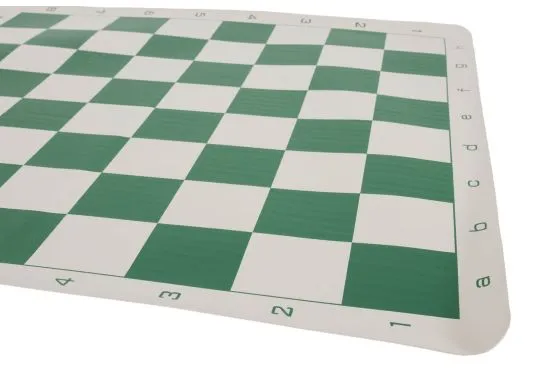 Club Vinyl Rollup Chess Board Green & Buff - 2.25 Squares - The Chess Store