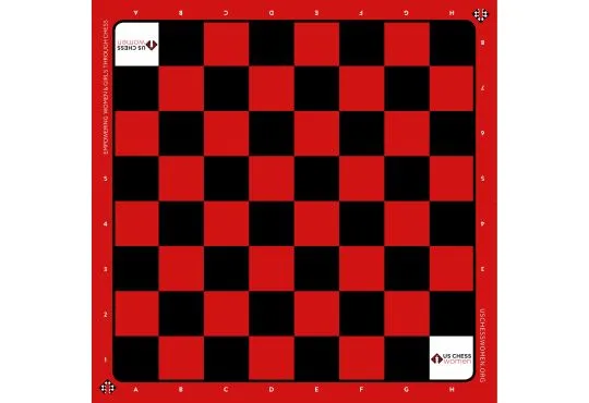 US Chess Women - Silk Screened Vinyl Chess Board - Red/Black