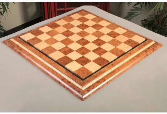 Signature Contemporary V Luxury Chess board - OLMO BURL / BIRD'S EYE MAPLE - 2.5" Squares