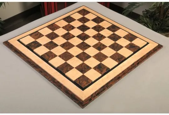 Signature Contemporary VI Luxury Chess board - WALNUT CALIFORNIA BURL / BIRD'S EYE MAPLE - 2.5" Squares