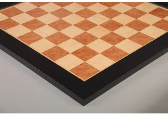 Olmo Burl, Genuine Ebony & Bird's Eye Maple Signature Traditional Chess Board