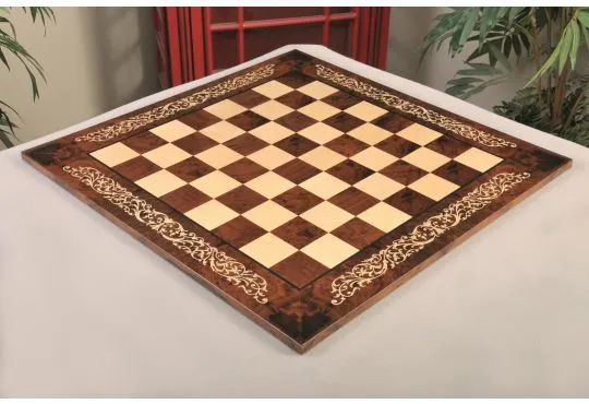 INLAID - Walnut Burl & Maple Superior Traditional Chess Board - Gloss Finish