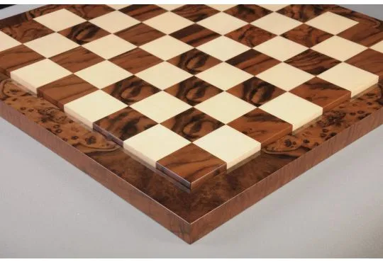 Walnut Burl & Maple Superior Contemporary Chess Board - Gloss Finish