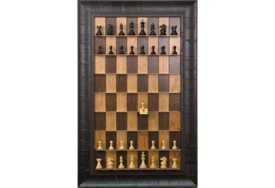 Straight Up Chess Board - Cherry Bean Board with Rustic Brown Frame