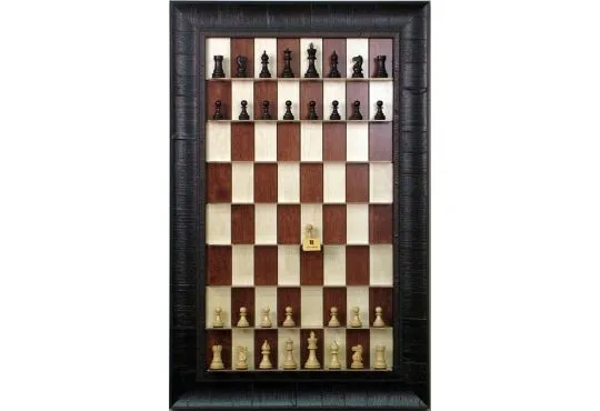 Straight Up Chess Board - Red Maple Series with Rustic Brown Frame 
