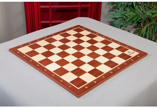 Mahogany and Maple Wooden Tournament Chess Board - with US Chess Federation Logo