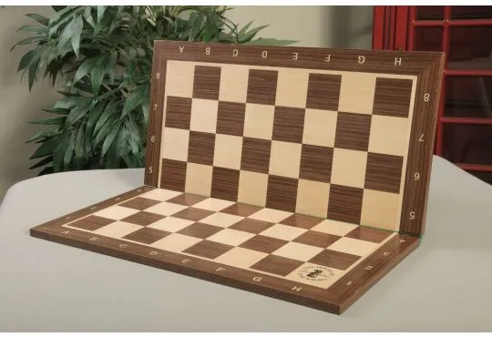 Folding Striped Ebony and Maple Wooden Tournament Chess Board
