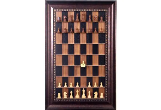 Straight Up Chess Board - Black Walnut Series with Checkered Bronze Frame