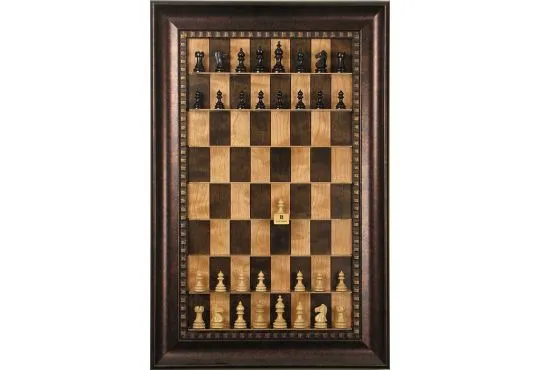 Straight Up Chess Board - Cherry Bean Series with Checkered Bronze Frame 