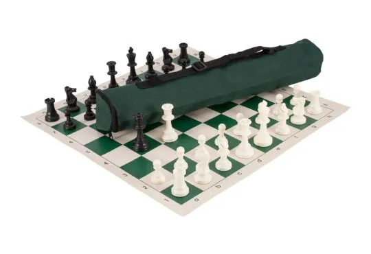 Quiver Chess Set Combination - Single Weighted Regulation Pieces | Vinyl Chess Board | Quiver Bag