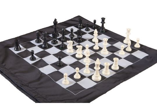 Regulation Tournament Chess Pieces and Cinch Chess Board Bag Combo - SINGLE WEIGHTED