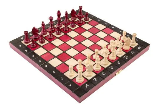 The Large Burgundy Magnetic Chess Set