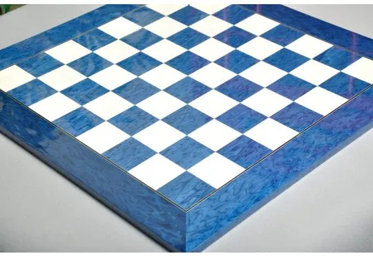 Blue Erable and Bird's Eye Maple Standard Traditional Chess Board - Gloss Finish