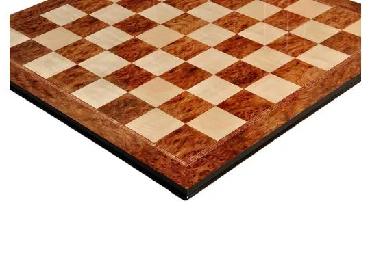 Elm Burl & Maple Superior Traditional Chess Board - 2.5"