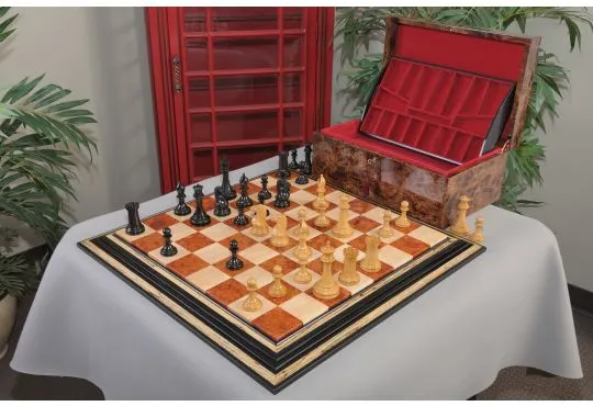 The Golden Collector Series Luxury Wood Chess Set, Box, & Board Combination