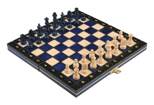 New Magnetic Travel Chess Set & Board - Blue
