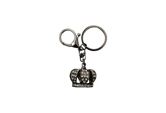 Metal King's Crown Keychain - 1" Black