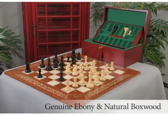 Black and Red The Grandmaster Regal Series Chess Set & Board Combination Box 