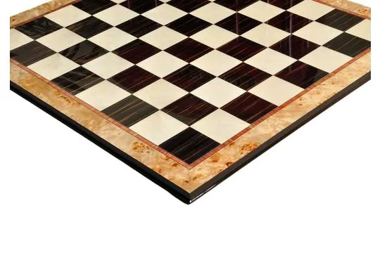 Maple Burl & Ebony Superior Traditional Chess Board - 2.5"