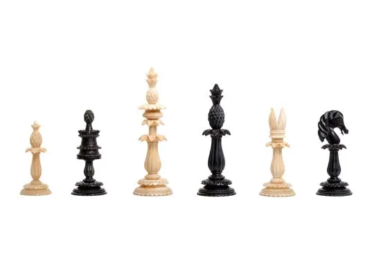 The Lund Anglo-Indian Reproduction Luxury Bone Chess Pieces - 4.75" King