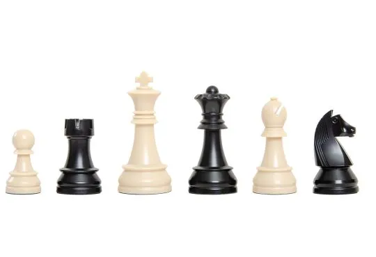 The German Series Triple Weighted Regulation Plastic Chess Pieces - 3.75" King