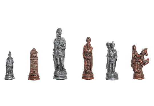 Roman Themed Chess Pieces - 4.25" King - Metallic