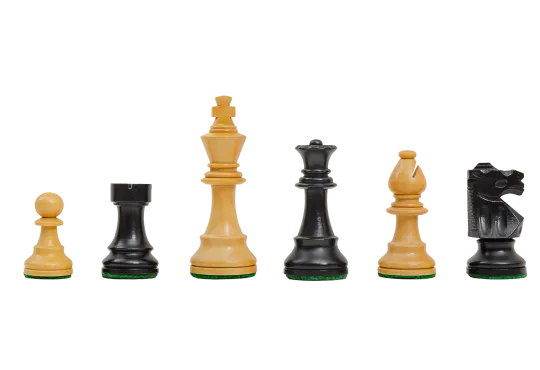 2121 - Chessmen Louis XIV, king height 78 mm, in set-up box, black stained, Philos