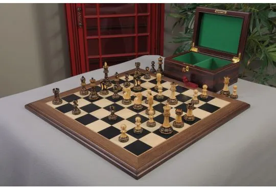The Burnt Reykjavik II Series Chess Set, Box, & Board Combination
