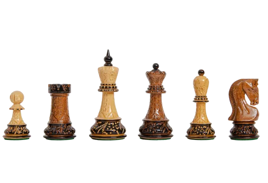 The Burnt Golden Rosewood Zagreb '59 Series Chess Pieces - 3.875" King