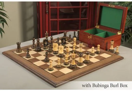 The Burnt Zagreb '59 Series Chess Set, Box, & Board Combination