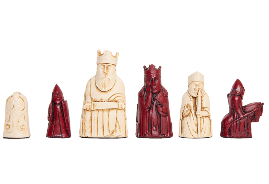 The Isle of Lewis Chess Pieces - 3.5" King - RED and NATURAL