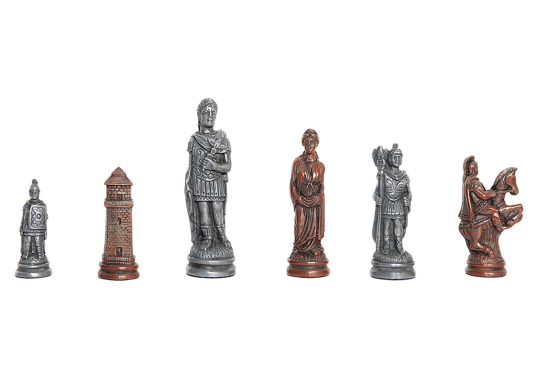 Roman Themed Chess Pieces - 4.25" King - Metallic