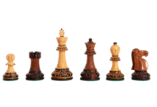 The Burnt Golden Rosewood Reykjavik II Series Chess Pieces - 3.75" King