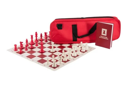 The Chess Player's Color Combination - Triple Weighted Regulation Pieces | Vinyl Chess Board | Deluxe Bag | Luxe Scorebook