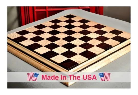 Signature Contemporary II Chess Board - Curly Maple / African Palisander - 2.5" Squares