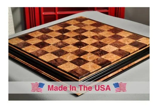 Signature Contemporary Chess Board - WALNUT BURL  / MAPLE BURL - 2.5" Squares