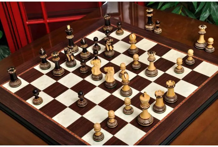 The Grandmaster Chess Set and Board Combination - Blue Gilded