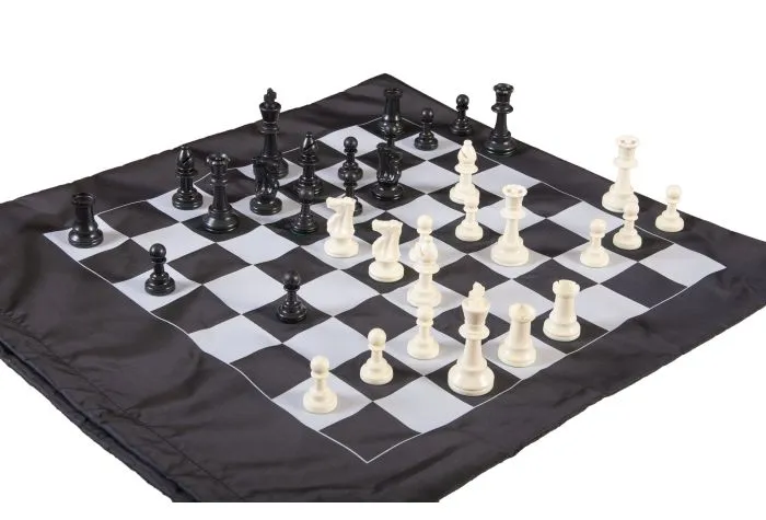 Quadruple Weighted Chess Pieces and Black & White Mousepad Chessboard Set.No Bag 