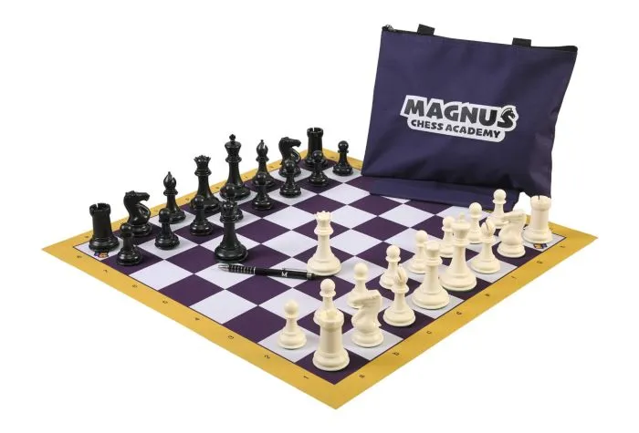 WE Games Best Value Tournament Chess Set, Black Board, Pieces, Bag