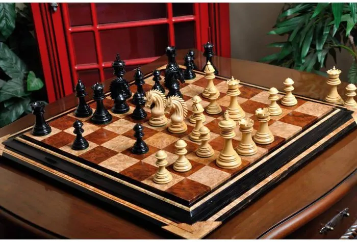 Golden Signature Series Chess Pieces , Boxwood & Stripped Ebony , 4.4 King