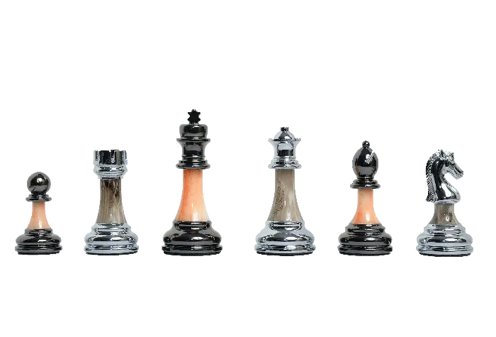 The House of Staunton The Contemporary Chess Series 3.5 King Pieces Only Silver and Jade 