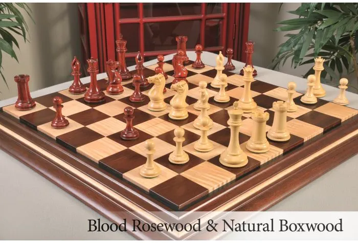 1849 Early Version Reproduced 4.4 Chess Set in Natural Boxwood/Ebony