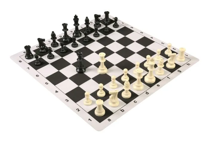 European Chess set Combo including a plastic board and a matching chess  clock