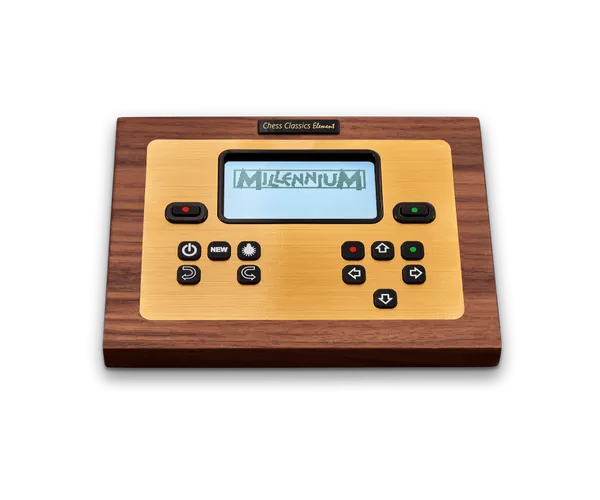 Millennium Chess Classics Element #html-body [data-pb-style=TN2U5C0]{justify-content:flex-start;display:flex;flex-direction:column;background-position:left top;background-size:cover;background-repeat:no-repeat;background-attachment:scroll}#html-body [data-pb-style=ND5EHE8]{display:inline-block}#html-body [data-pb-style=B78MLXU]{text-align:center}The Millennium Chess Classics Element The chess computer module with the two ultimate engine classics!For MILLENNIUM Exclusive & Supreme Tournament chessboards: The chess computer module with the two ultimate engine classics! With the new control module Chess Classics Element made of elegant real wood you equip your MILLENNIUM sensor board with piece recognition with two legendary chess programs: The King by Johan de Koning and ChessGenius by Richard Lang. Comfort & ExperienceFor the first time, both programs could be combined in one device, switching is easily done via the start menu, annoying unplugging is no longer necessary. In addition, the two chess programs share 9 memory slots for games played Ã¢ÂÂ so you can play with one engine and then analyze with the other if you wish. The King FeaturesThe King includes a Comfort mode with self-adjusting playing strength levels, as well as the Elo levels to help you assess your own playing strength. By switching to the expert mode, you can compete against an Ã¢ÂÂelectronic chess grandmasterÃ¢ÂÂ with up to 2500 ELO and even configure your own personalities. ChessGenius FeaturesIn the latest version, ChessGenius can not only abandon its game in a hopeless situation, but also offer a draw. The engine is rightly considered an absolute classic of computer chess and offers, among other things, 2 opening libraries as well as 7 additional special books, with which you can train, for example, popular openings such as the QueenÃ¢ÂÂs Gambit. Technical Specifications Suitable for: All chess lovers, from elementary school children to grandmasters Skill level: From beginner to over 2500 ELO (according to SSDF list) Ha
